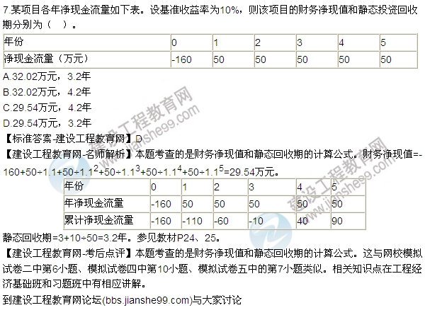 建設工程經(jīng)濟試題及答案7-10題