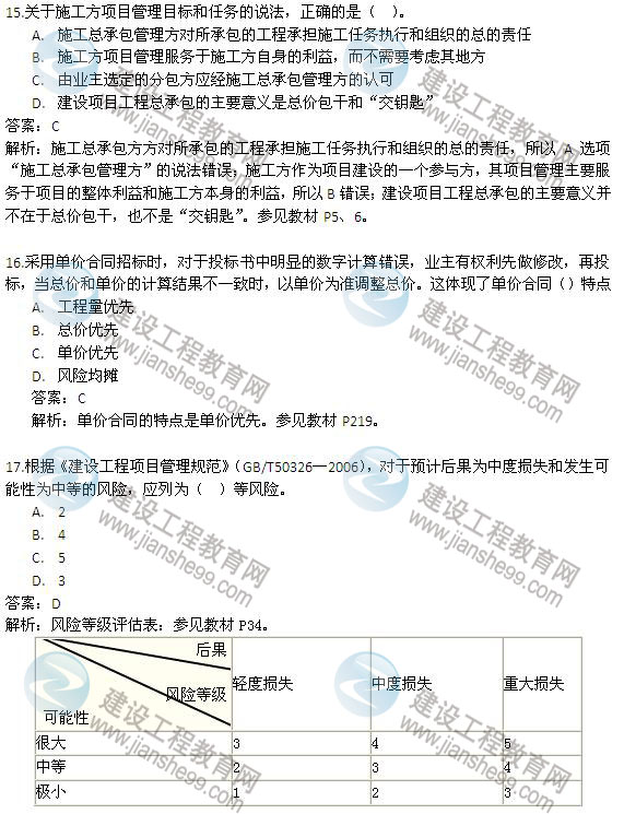 2013年二級建造師《建設工程施工管理》試題及答案解析