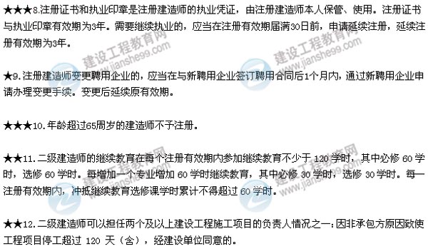 2015年二建法規數字考點(diǎn)總結第二章：施工許可法律制度