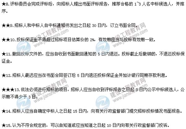 2015年二建法規數字考點(diǎn)總結第三章：建設工程發(fā)承包法律制度