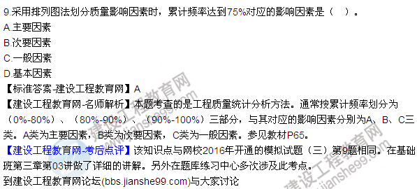 2016監理質(zhì)量、投資、進(jìn)度控制試題及答案（1-20）