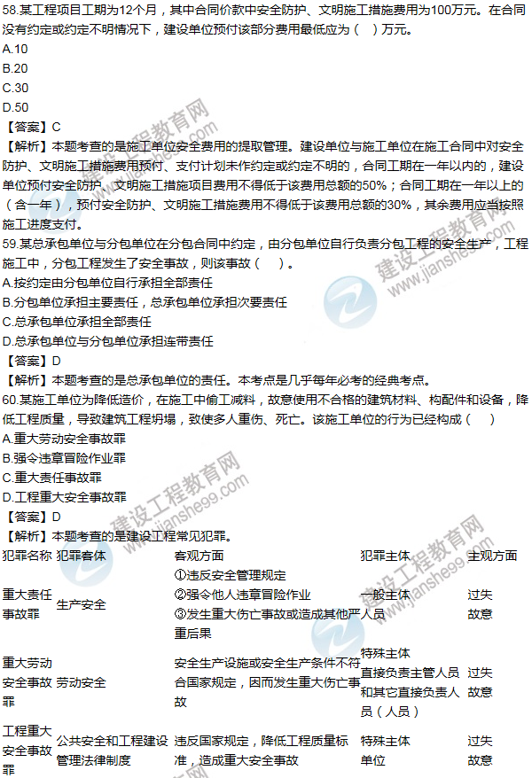2014一級建造師法規及相關(guān)知識試題及答案(51-60題)