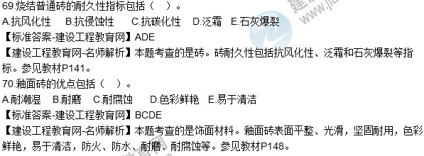 2016造價(jià)工程師技術(shù)與計量（土建）試題及答案（61-70題）