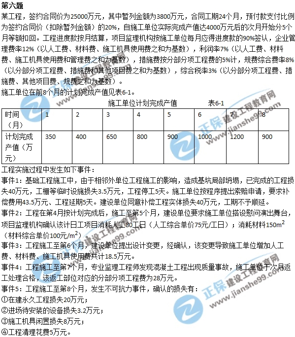 2017監理工程師《案例分析》試題及答案解析