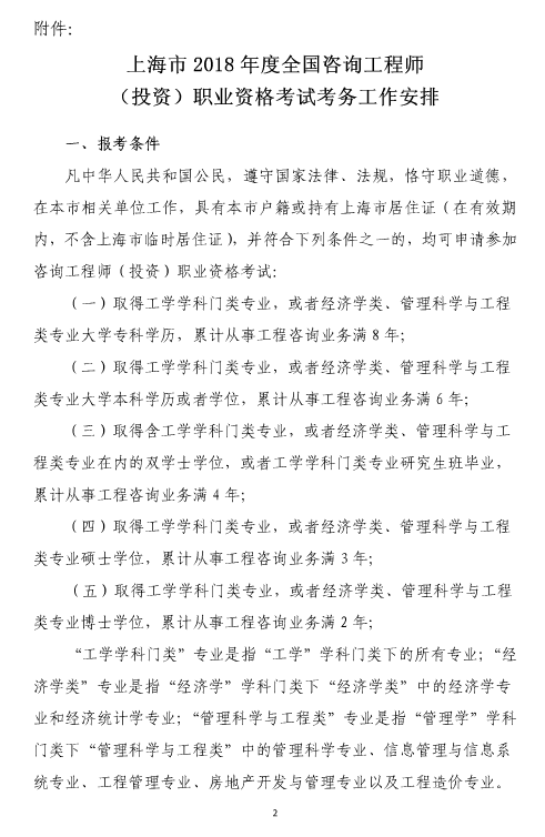上海2018年咨詢(xún)工程師（投資）考試工作有關(guān)事項的通知