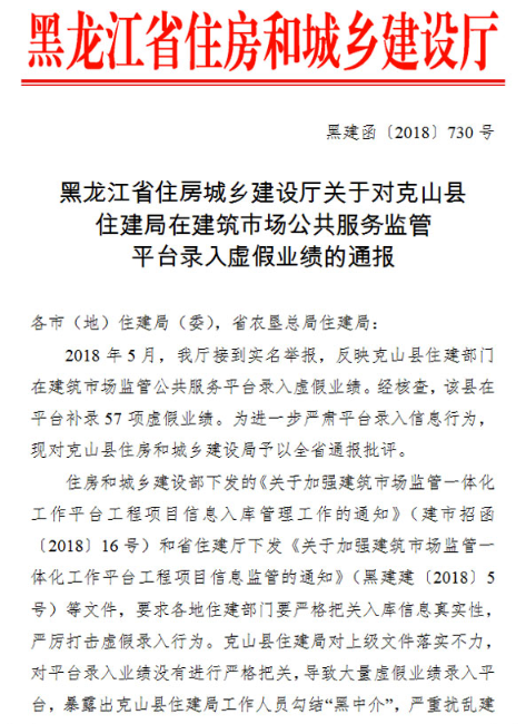住建局被通報(bào)！勾結(jié)黑中介向“四庫(kù)一平臺(tái)”錄入虛假業(yè)績(jī)