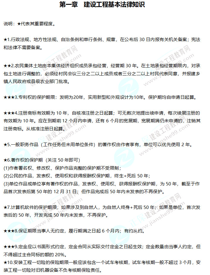 2019年二級建造師工程法規建設工程基本法律知識