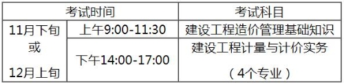 安徽省二級造價(jià)師考試時(shí)間